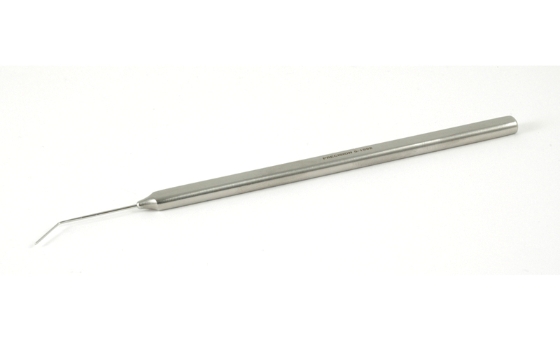 Clayman Spatula, 0.5mm x 10mm Angled Blade, Blunt Tip, Smooth Flat Handle, Polished Finish, Overall Length 5" (127mm) E0481,6801E,E0481